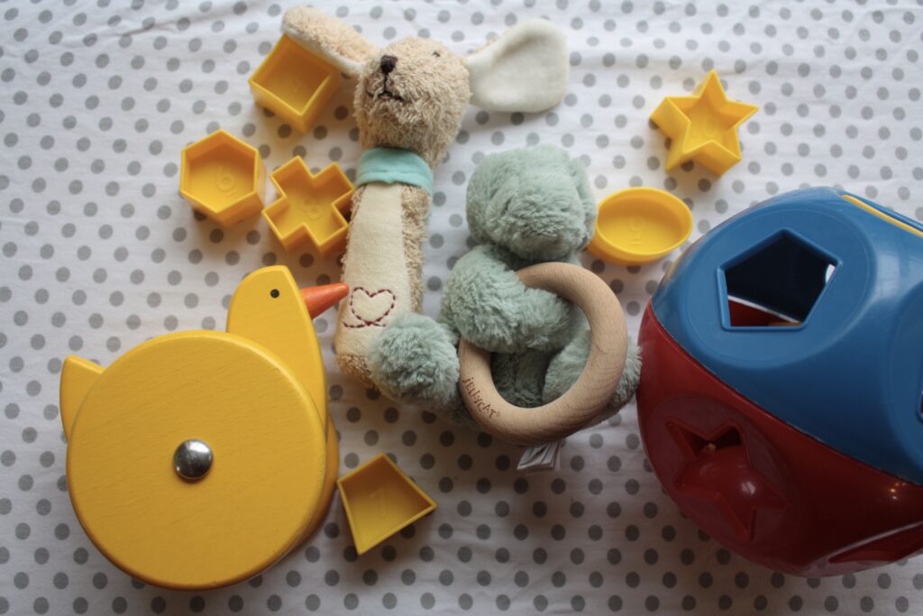 Good toys. Picture of a collection of toddler toys. 