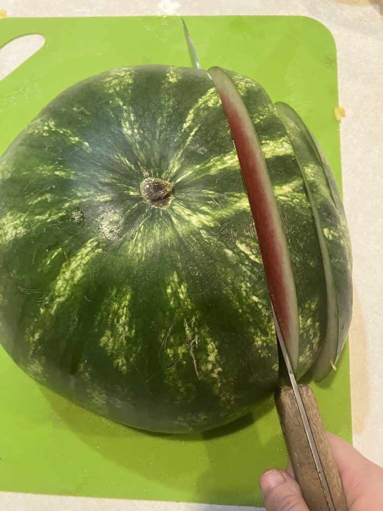 slicing watermelon